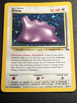 Ditto 3/62 Pokemon TCG Fossil Holo Foil Rare Card Moderately Played MP - Image 1