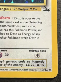 Ditto 3/62 Pokemon TCG Fossil Holo Foil Rare Card Moderately Played MP - Image 4