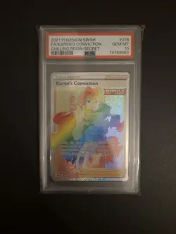 PSA 10 Karen’s Conviction 216/198 Full Art Rainbow Chilling Reign Pokemon Card - Image 1