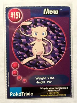 Mew #151 Pokemon TCG Burger King Promo PokeTrivia Trading Card Vintage HP - Image 1