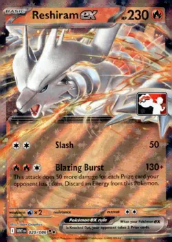 Reshiram ex 020/086 Holo Double Rare Prize Pack Series Cards Pokemon Near Mint - Image 1