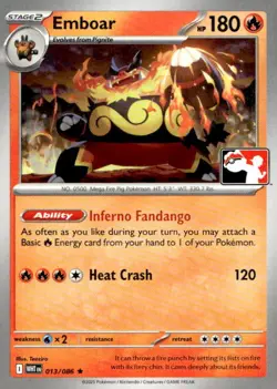 Emboar 013/086 Rare Prize Pack Series Cards Pokemon Near Mint - Image 1