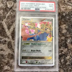 Zacian Lv. X PSA 9 MINT 2021 Pokemon Celebrations Promo Pokemon - Image 1