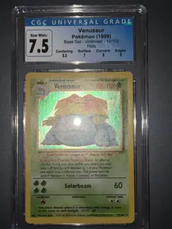 Venusaur 15/102 Holo Base Set Pokemon Unlimited CGC 7.5 Near Mint + - Image 3