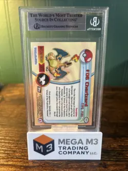1999 Topps Pokemon Series 1 Black Print 1st Run Rainbow Foil Charizard BGS 8 NM - Image 4