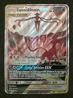 Pokemon TCG Jumbo Espeon & Deoxys GX #SM240 Black Star Promo Full Ult. Rare Holo - Image 1