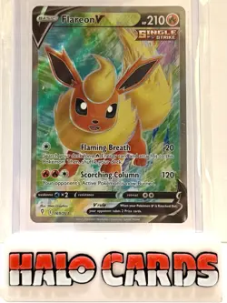 PACK FRESH Pokemon TCG Flareon v Evolving Skies Holo Ultra Rare Card 169/203 W2 - Image 1