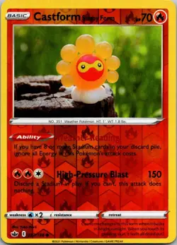 Castform Sunny Form 022/198 Common Chilling Reign Pokemon Reverse Holo Near Mint - Image 1