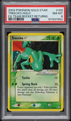 2004 POKEMON EX TEAM ROCKET RETURNS GOLD STAR #109 TREECKO-HOLO PSA 8 - Image 1