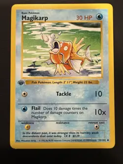 Magikarp 35/102 1st Edition Uncommon Base Set Shadowless Pokemon English LP - Image 1