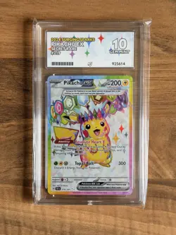 Pokemon TCG Pikachu ex 219/191 SSP Secret Rare ACE 10 GEM MINT Perfect Subgrades - Image 1