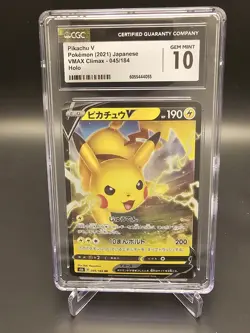 2021 Japanese Pokemon Pikachu V 45/184 VMAX Climax CGC 10 - Image 1