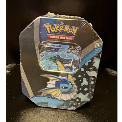 Pokemon TCG Eevee Evolutions Tin Vaporeon V Sealed Box Booster Promo 2021 - Image 1