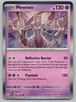 Mewtwo 150/165 Rare 151 Pokemon Holo Near Mint - Image 1