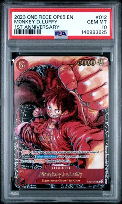 PSA 10 MONKEY D. LUFFY 012 1ST ANNIVERSARY ONE PIECE - Image 1