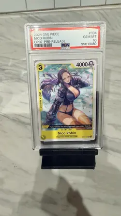 ONE PIECE CCG OP07 Pre-Release Nico Robin OP07-104 Foil PSA 10 (2024) - Image 1