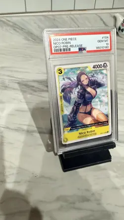 ONE PIECE CCG OP07 Pre-Release Nico Robin OP07-104 Foil PSA 10 (2024) - Image 2