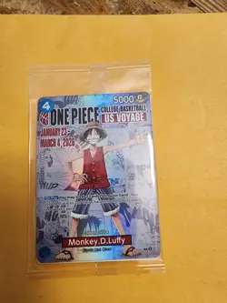 Monkey.D.Luffy College Basketball US Voyage P-055 One Piece Promo Sealed New - Image 1