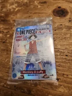 Monkey.D.Luffy College Basketball US Voyage P-055 One Piece Promo Sealed New - Image 3