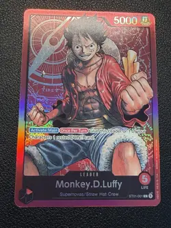 Monkey.D.Luffy Leader Foil Pre-Errata - NM - One Piece TCG - ST01-001 - English - Image 1