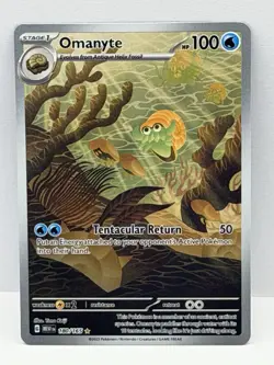 Pokemon TCG- Omanyte 180/165 Scarlet & Violet 151 Illustration Rare Holo - Image 1