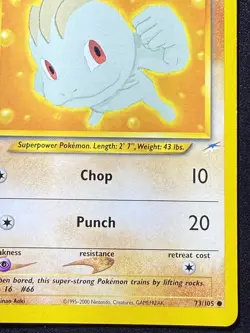 Pokemon Tcg 73/105 Machop 1st Edition Neo Destiny LP - Image 4