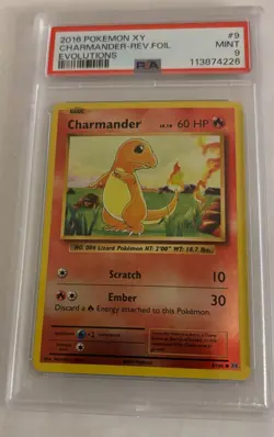2016 Pokemon XY Evolutions Charmander Reverse Foil Holo #9 PSA 9 - Image 1