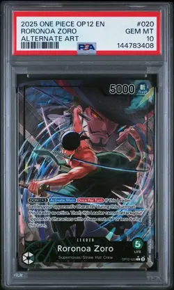 One Piece Roronoa Zoro Legacy of the Master Alternate Art OP12-020 PSA 10 Gem - Image 1