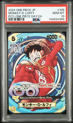 2024 ONE PIECE JPN PREM CARD COLL -ONE PIECE DAY'24- #109 MONKEY D. LUFFY PSA 10 - Image 1