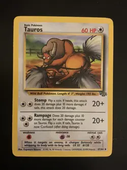 Pokemon Tauros Jungle vintage card #47/64 Wotc 1999 - Image 1
