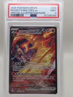 Pokemon TCG Team Rockets Moltres EX Card 229/182 PSA 9 - Image 1