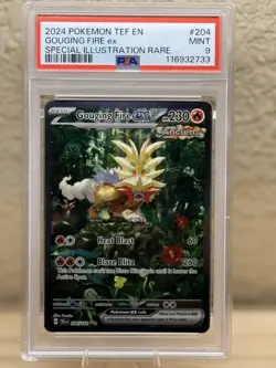 🔥2024 POKEMON TEF EN-TEMPORAL FORCES #204 GOUGING FIRE EX PSA 9 MINT!🔥 - Image 1