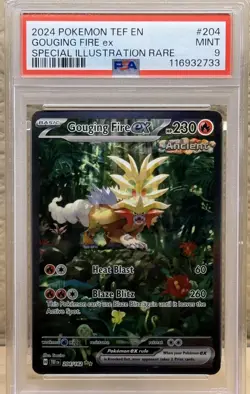🔥2024 POKEMON TEF EN-TEMPORAL FORCES #204 GOUGING FIRE EX PSA 9 MINT!🔥 - Image 2