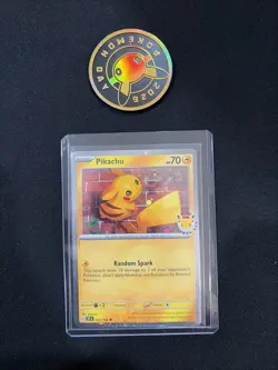 Pikachu 051 /162 Stamped 2026 Pokemon Day 30 Promo with SWIRL 🌀 includes Coin - Image 1