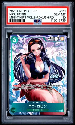 Nico Robin PSA10 2025 One Piece Japanese Mini-Tin Vol.2-Rokushiro #111 - Image 1