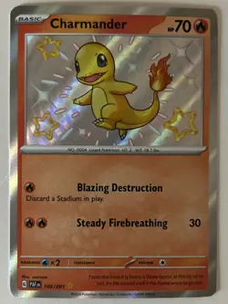 Pokemon Card Charmander 109/091 Paldean Fates Baby Shiny Holo Rare - Image 1