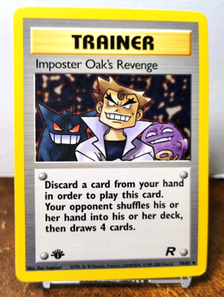 POKEMON IMPOSTER OAKS REVENGE 76/82 1ST EDITION TRAINER TEAM ROCKET MP-LP GENGAR - Image 1