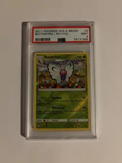 Pokemon SM Base Set Butterfree 3/149 Reverse Holo Rare PSA 9 2017 - Image 1