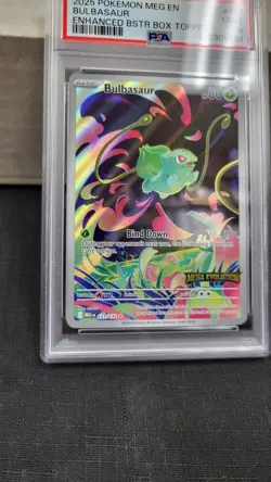 2025 BULBASAUR FULL ART STAMPED BOX TOPPER MEGA EVOLUTIONS POKEMON PSA 9 #133 - Image 4