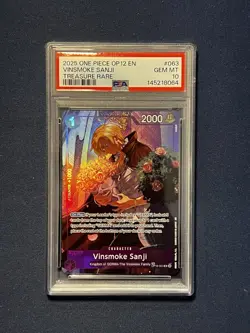 One Piece 2025 Vinsmoke Sanji OP12-063 Treasure Rare Foil PSA 10 English - Image 1