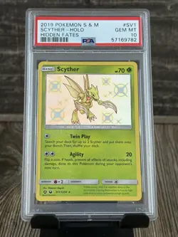 Pokemon Scyther Hidden Fates Baby Shiny Holo SV1/SV94 Trading Card PSA 10 - Image 1