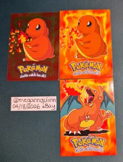 1999 Topps Pokemon Movie Evolutions Cards Charizard Charmander Foil - Image 1