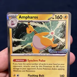 Pokemon Ampharos Mega Evolution Chaos Rising Prerelease Black Star Promo MEP 075 - Image 2