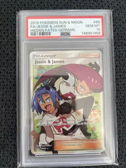 Pokemon Jessie James PSA 10 Trainer Fullart Hidden Fates Verborgenes Schicksal - Image 1