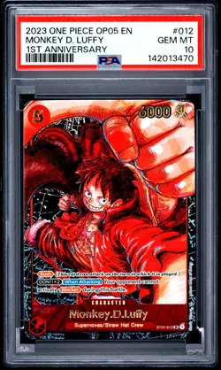 Monkey D. Luffy PSA10 2023 One Piece Op05-Awakening 1st Anniversary #012 - Image 1