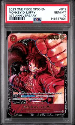 One Piece Monkey D Luffy Awakening of the New 1st Anniversary OP05-012 PSA 10 - Image 1
