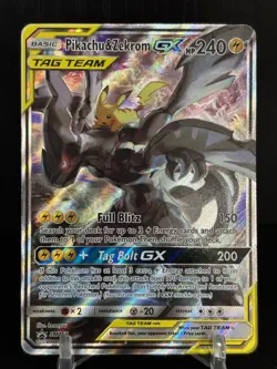 Pikachu & Zekrom GX SM168 Black Star Promo 2019 Alt Art Holo Pokemon Card TCG - Image 1