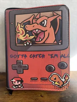 Gameboy Style Pokemon Charizard Trading Card Binder Zips - Image 1
