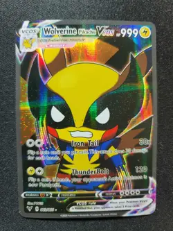 PIKACHU WOLVERINE Vcos Cosplay Holo Prism Custom Fan Full Art Card Pokemon - Image 1