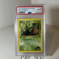 2000 Pokemon Gym Heroes #78 Erika's Oddish 1st Edition 78/132 Common PSA 8 - Image 1